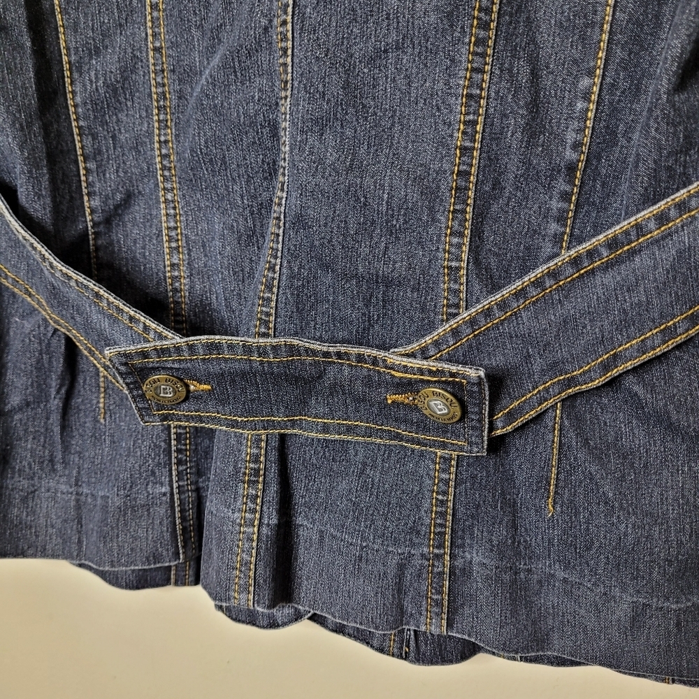 Bisou Bisou Y2K Denim Stretch Jean Jacket Size 8 - Picture 7 of 9
